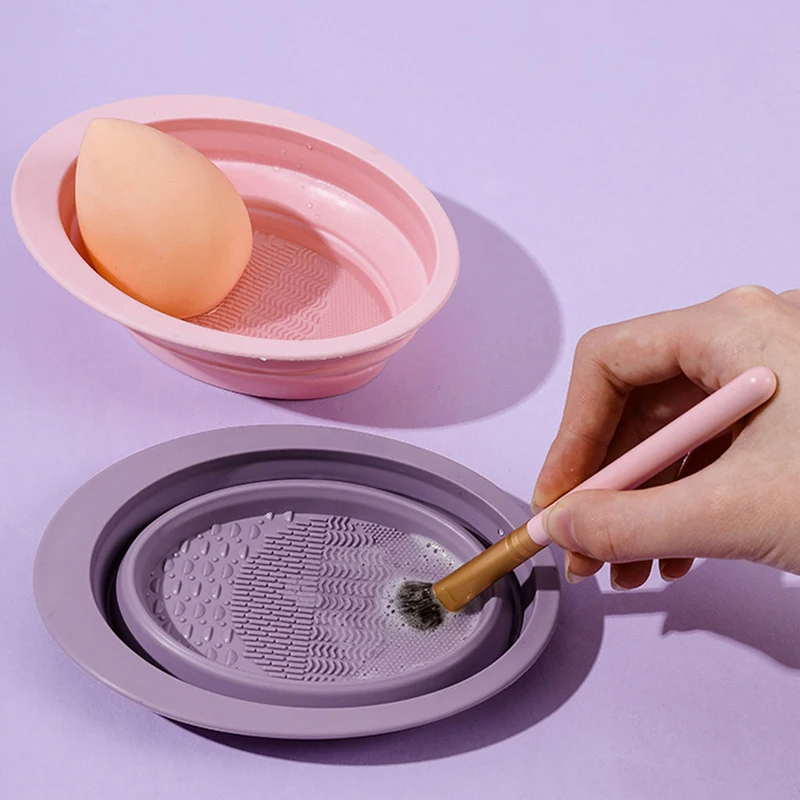 

Silicone Makeup Brush Cleaner Foldable Powder Puff Cleaning Bowl Eyeshadow Brush Cleaning Bow Portable Beauty Tools Washing Bows