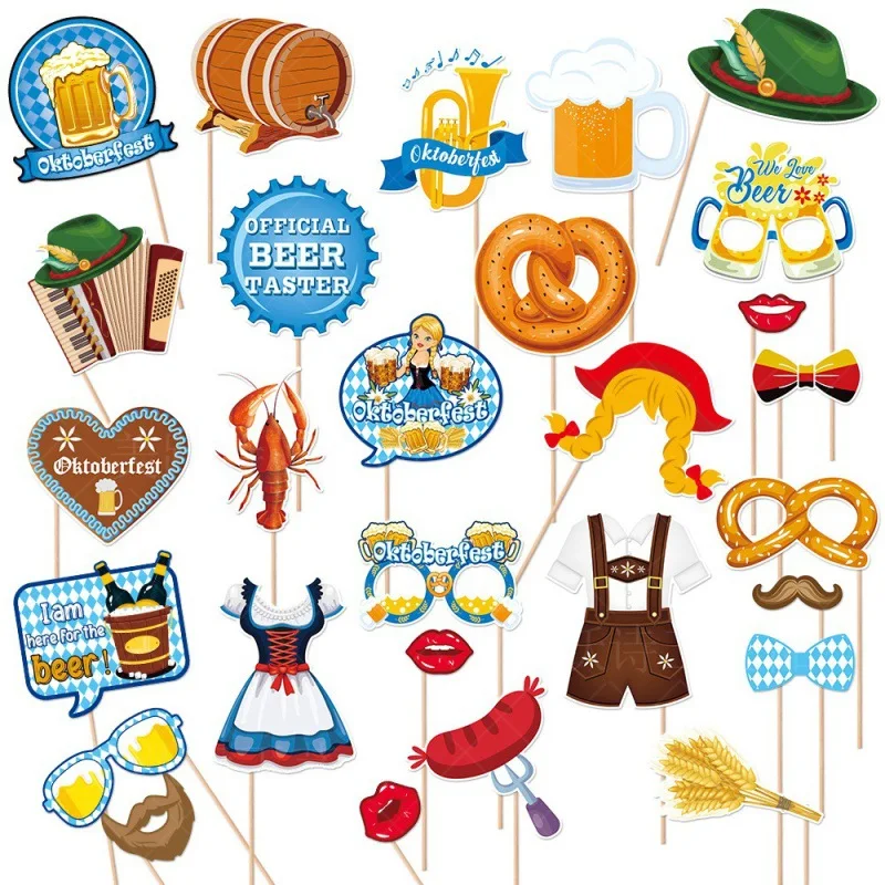 Oktoberfest Photo Props, Oktoberfest Quirky Photo Props,I amHere For The Beer,Official Beer Taster Handheld Photo Props,28pcs