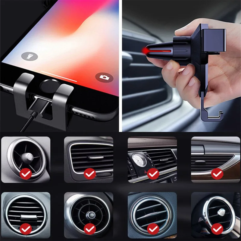 Gravity Car Holder For Phone in Car Air Vent Mount Clip Cell Holder No Magnetic Mobile Phone Stand For iPhone 15 Xiaomi Samsung - náhled 5