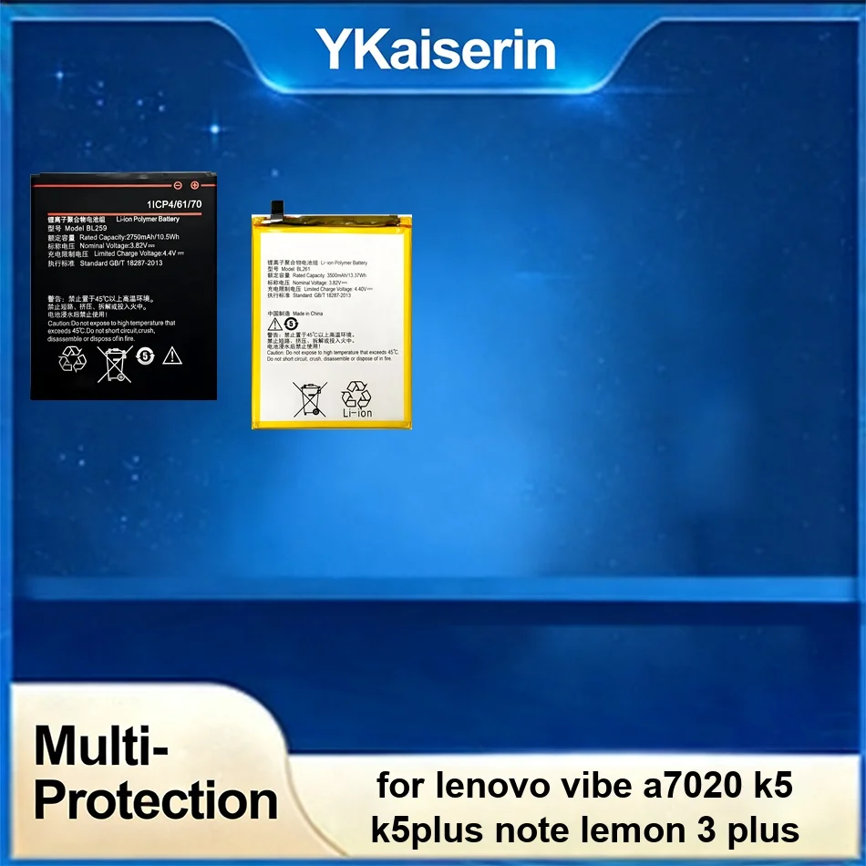 

Mobile Phone Battery Safe BL261 BL259 2750-3500mAh For Lenovo Vibe A7020 K5 k5plus Note For Lemon 3 Plus
