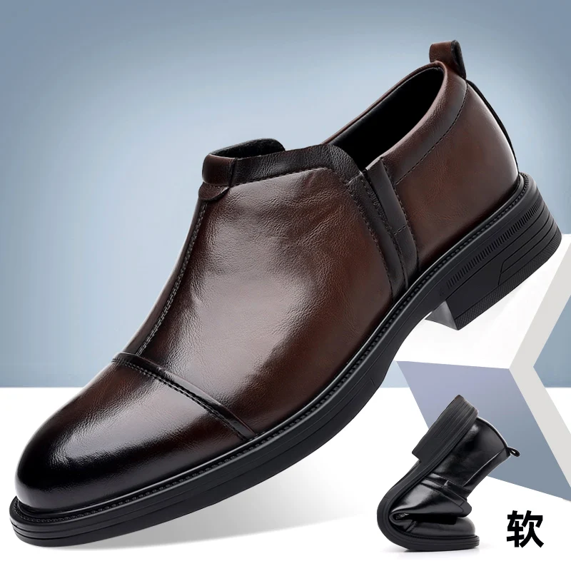 2023 Leather Shoes Men Brown Fashion Slip on Work Shoes Men's Formal Moccasins Business Italy Handmade Luxury Quality Loafers