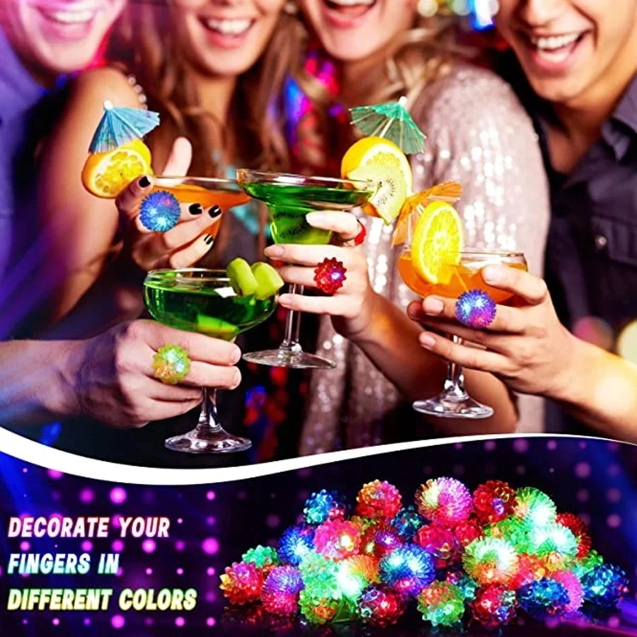 10-50 Pcs Glowing Rings LED Light Up Luminous Rings Party Favor Toys Flash Led Lights Glow In The Dark Wedding Party Supplies