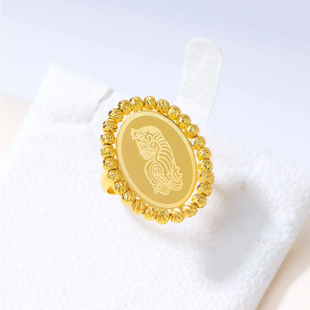 Arabische Braut-Hochzeitsringe 21k Vergoldet Dubai Mode Verlobungsring Türkischer Vintage Alltagsschmuck für Frauen – Detail 9