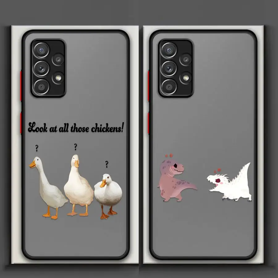 Case for Samsung Galaxy A73 A33 A54 A14 A23 A34 A36 A52S A72 A56 A55 A16 A15 A35 A53 A17 A52 Phone Cover Cartoon Dinosaur Duck