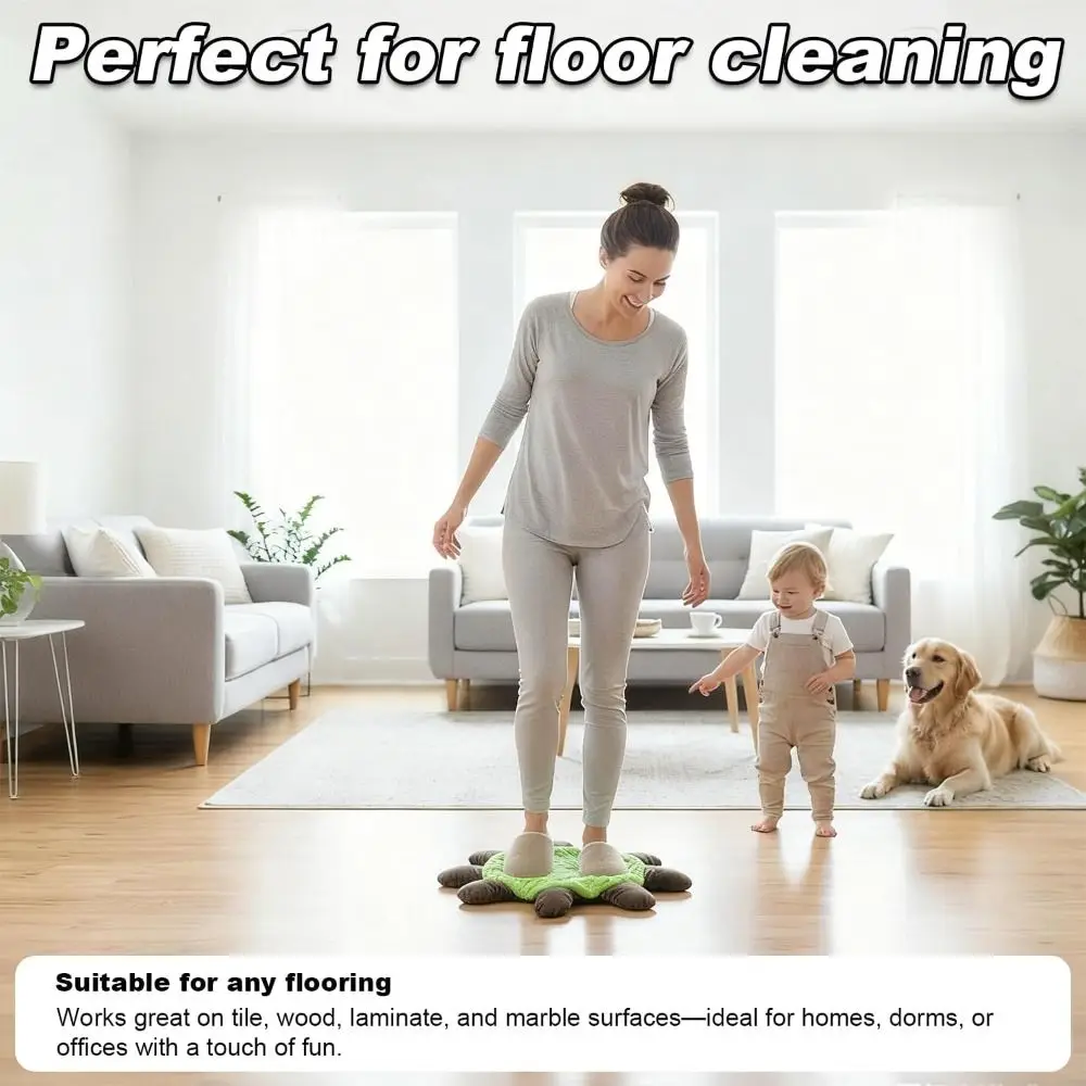 Creative Gift Double-Sided Floor Turtle Foot Mop Reusable Washable Floor Cleaning Pad Turtle Shaped Turtle Floor Mop Pad