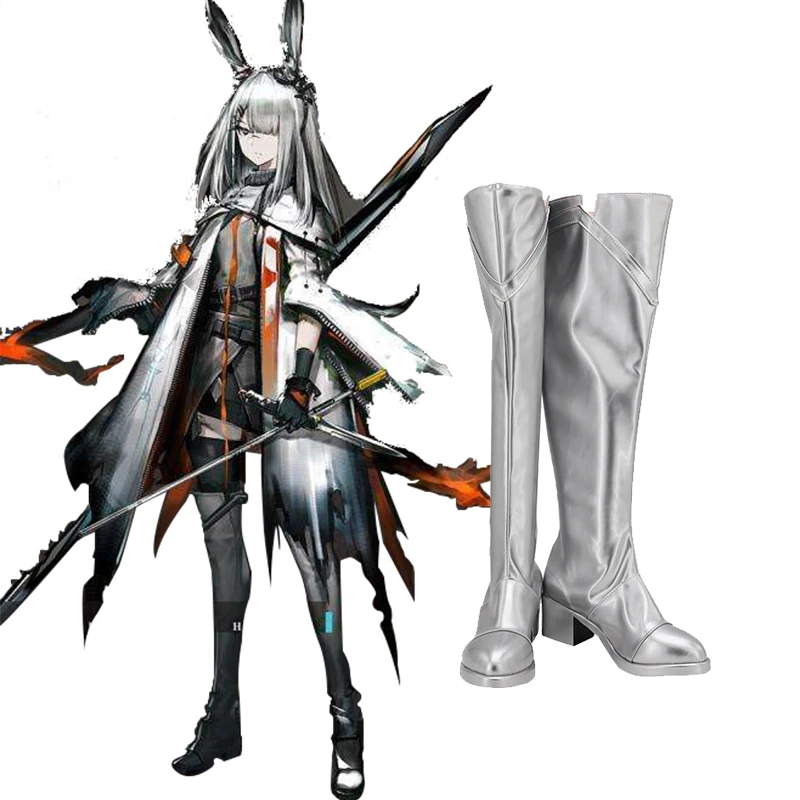 

FrostNova Boots Silver Shoes Woman Halloween Cosplay Arknight Prop FrostNova Boots