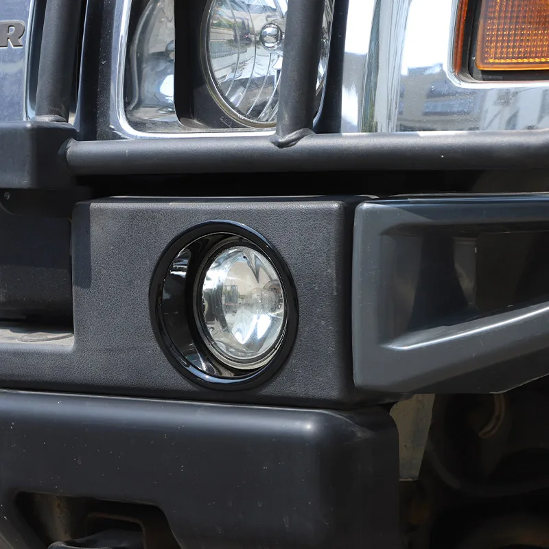 For Hummer H2 2003-2009 Car Styling ABS Silver Car Front Fog Lamp Trim Ring Cover Sticker Car Exterior Accessories