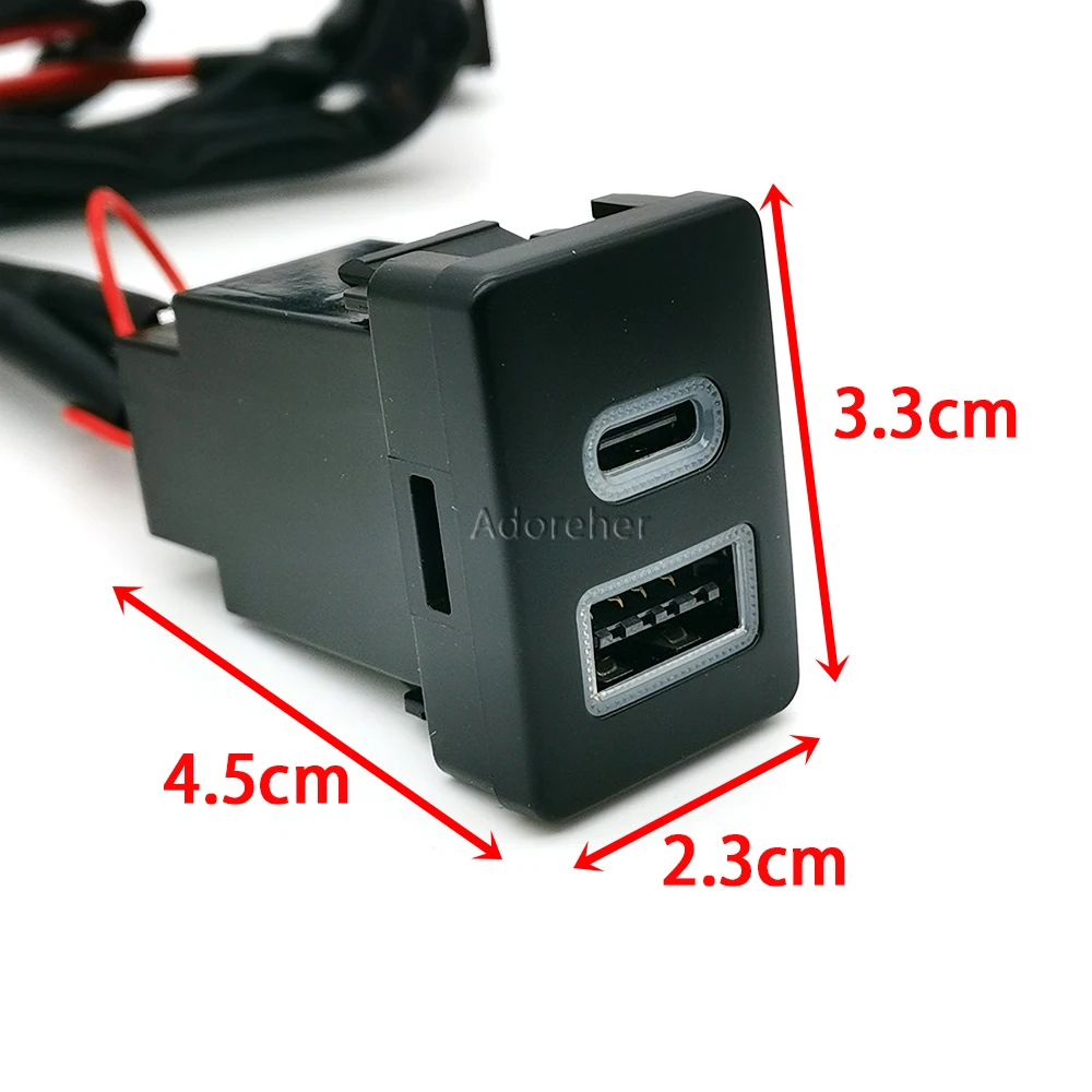 Orange LED Light For Suzuki Jimny 2019 - 2023 Car Accessories Phone Charger USB QC3.0 and Type C Port Charging Adapter