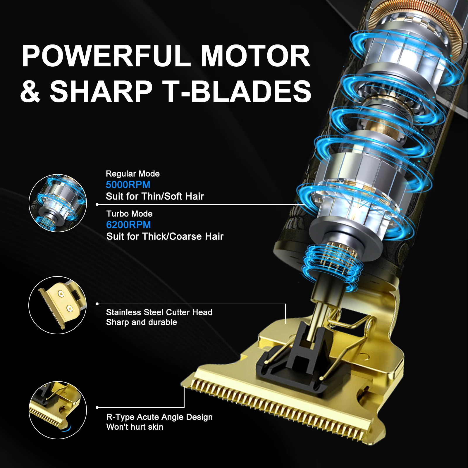مجموعة ماكينة قص الشعر الكهربائية الاحترافية من سيجوي، ماكينة تشذيب الشعر الكهربائية القابلة لإعادة الشحن للرجال #3