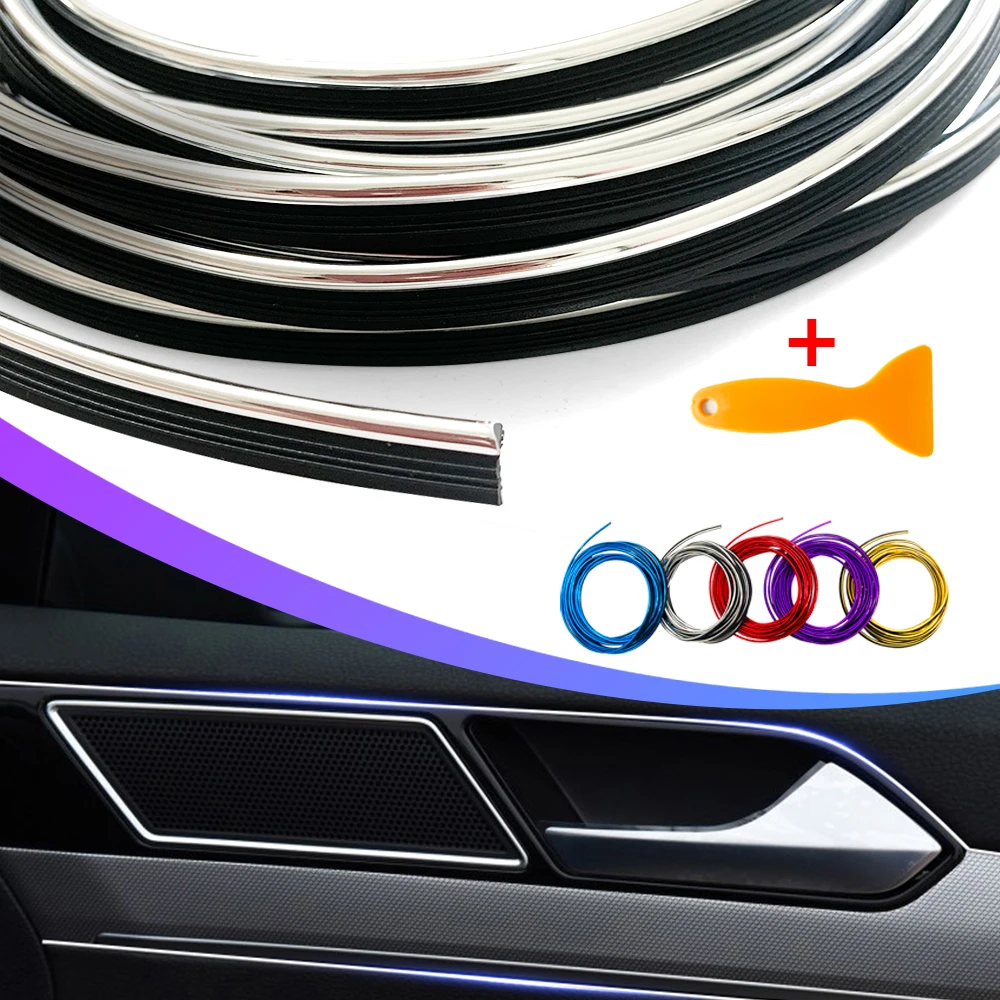 Car Interior Trim Strips Car Decorative Line Universal Car Moulding Decoration Universal Auto Accessories Strip With Scraper