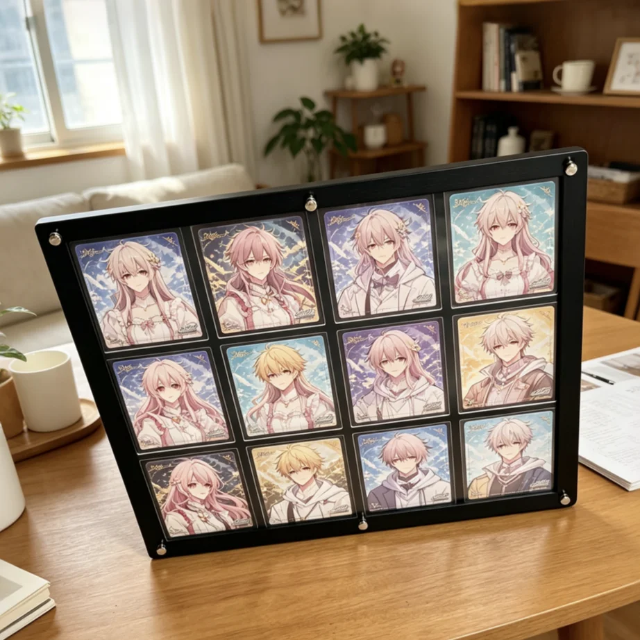 35PT Thickened Black 12‑Slot Acrylic Card Display Stand Card Brick Holder for PTCG Collectible Cards