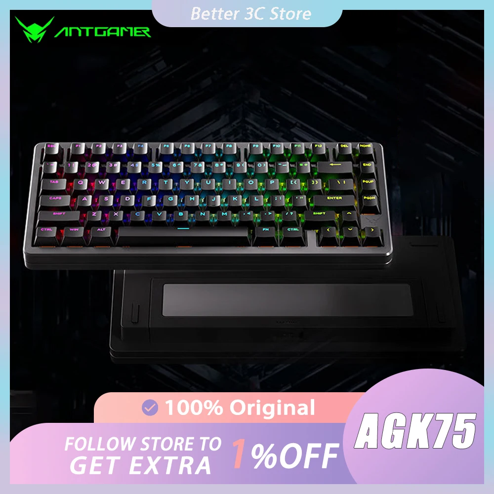 

ANTGAMER AGK75 Magnetic Switch Mechanical Keyboard Aluminium Alloy Three Mode RGB Gaming Keyboard Customized Waterproof Pc Gamer