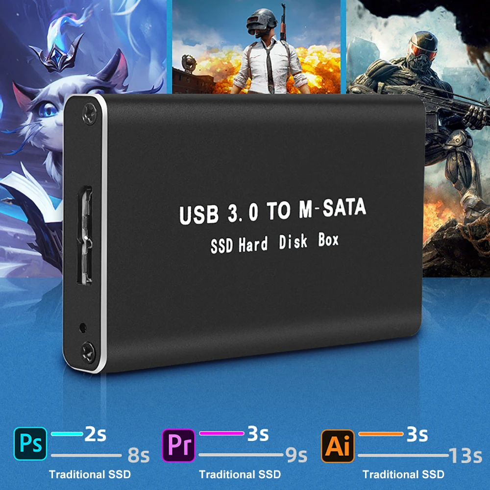 mSATA に USB 3.0 SSD エンクロージャミニ SATA 外部 HD ハードドライブディスクボックス収納ケースアダプタ PC Mac OS ラップトップ mSATA SSD ボックス