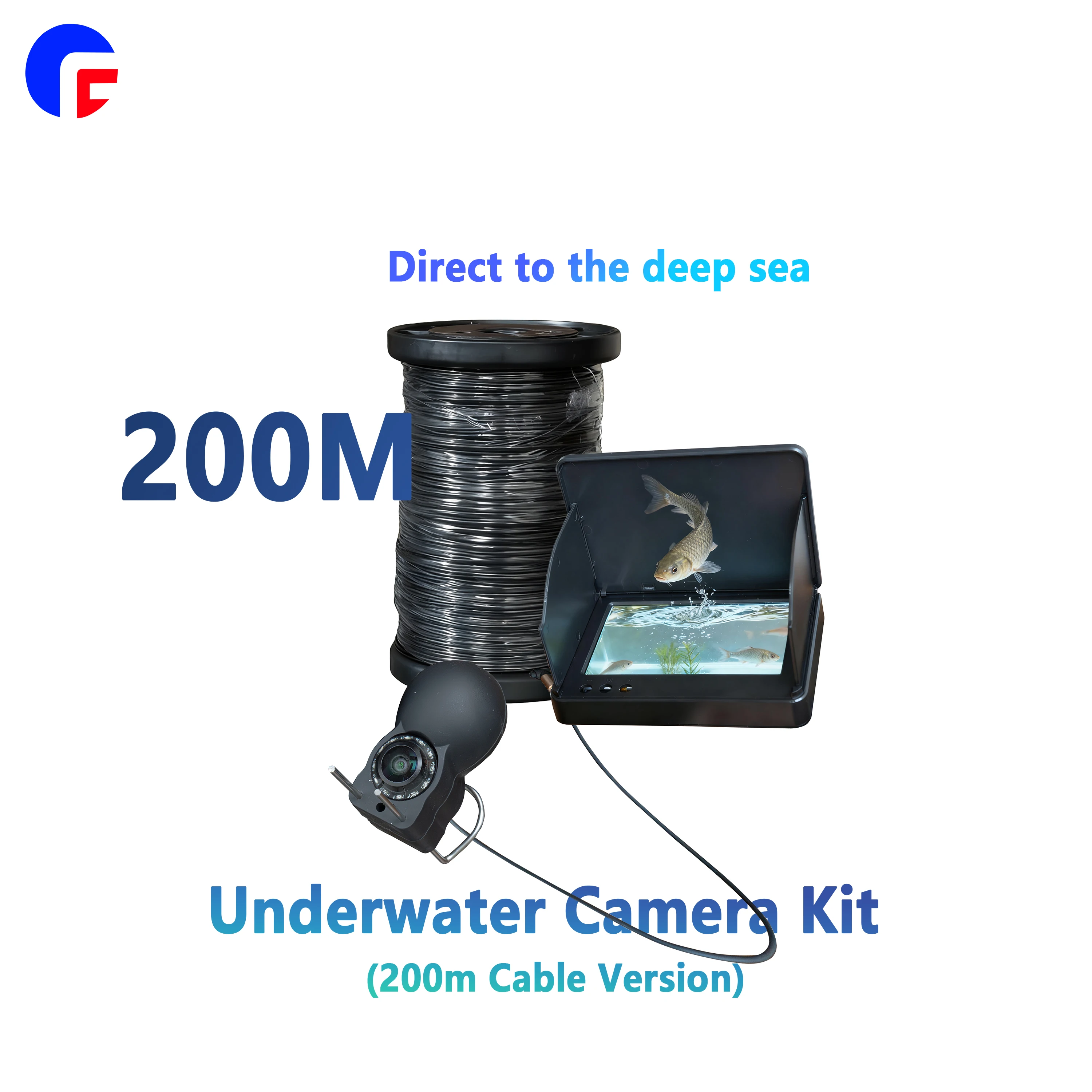 

With 200 meters line 5 inch built-in battery HD display underwater detection fish finder camera