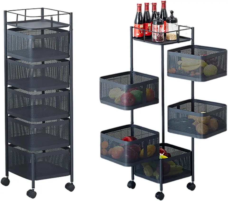 5 Tier 360 Rotating Kitchen Storage Cart
