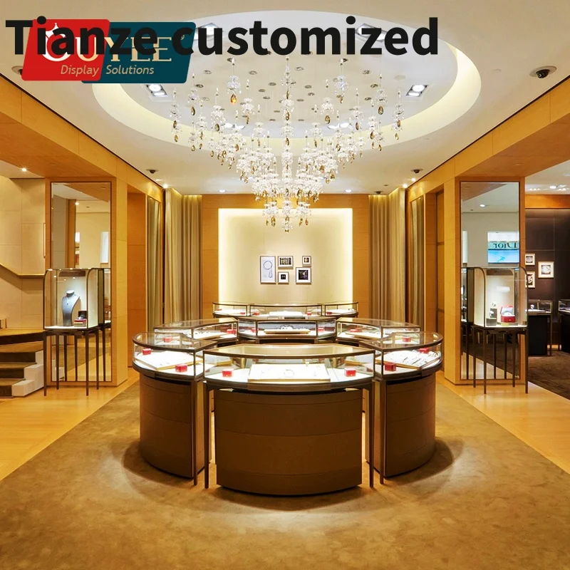 Customized-luxury jewelry shop display furniture decoration retail store interior design lockable glass showcase jewelry bou