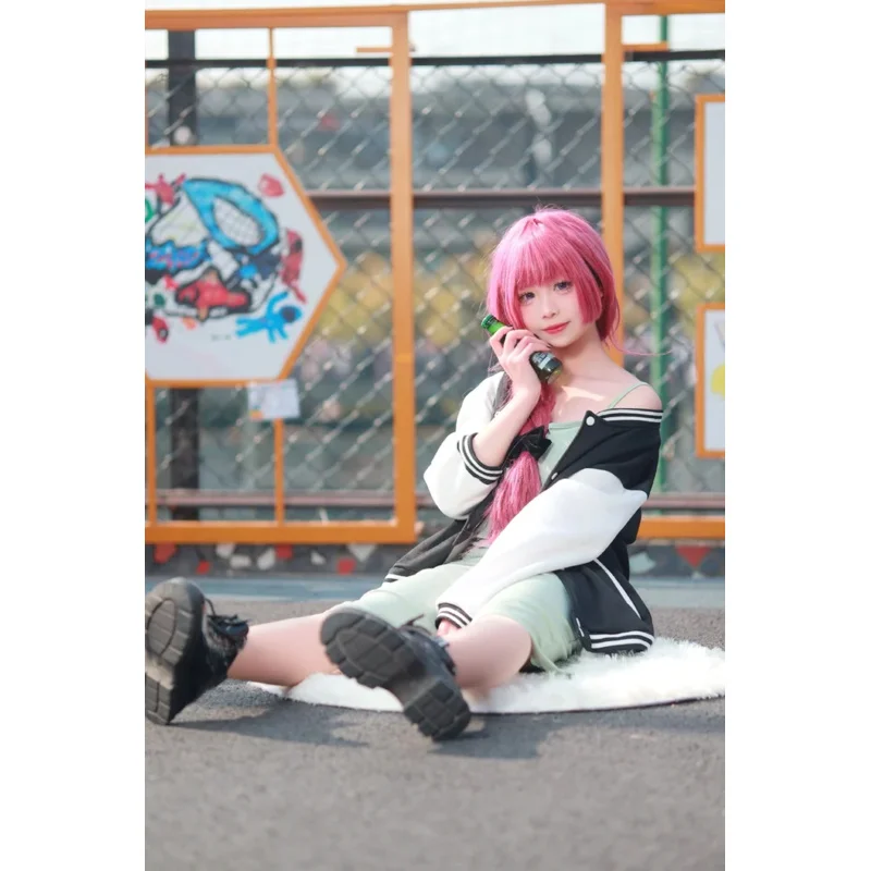 جديد 2025 Hiroi Kikuri زي أنيمي Bocchi The Rock شعر مستعار المرأة فستان لطيف البدلة هالوين تأثيري دور كرنفال Unifor ❤ ❤ د