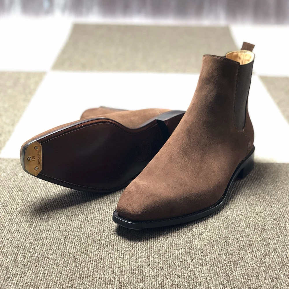 cie Suede Chestnut Goodyear Welted Chelsea Boot Handmade Shoes Calf Leather Out-sole Ankle Boots  MA13