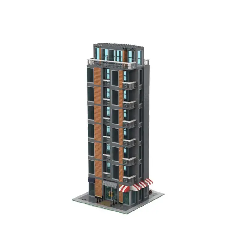 Central Brick Plaza Architecture Model Building Blocks City Skyscraper Assembling Creative Bricks Desktop Display Toys Gift