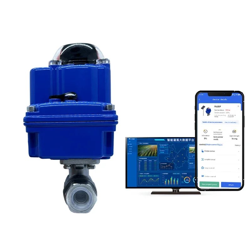 App Smart Control ISO Pn16 Pn25 Motorized SS304 2 Way Valve Electric Actuated Stainless Steel 304 CF8 Ball Valves Via 4G Network