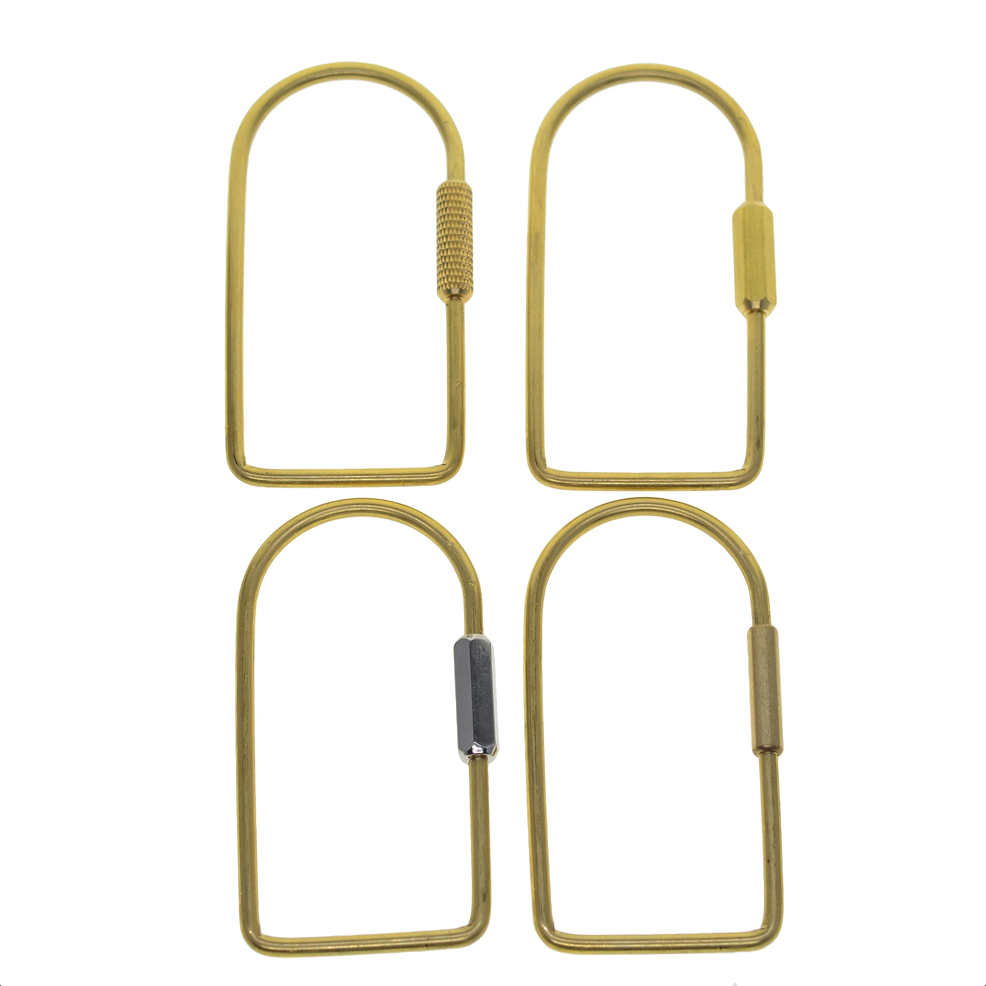 Super fine Large Solid brass oval rectangle Screw Lock Carabiner Key ring   Keychain EDC gift