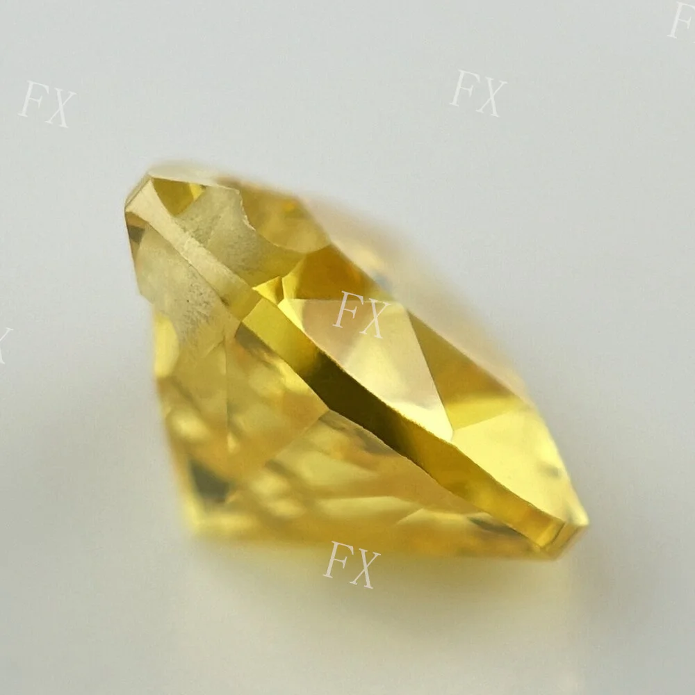 Cubic Zirconia Stone Single Hole Trillion Shape Golden Yellow Brilliant Cut Loose CZ Stones Synthetic Gems Beads 5x5~12x12mm 5A