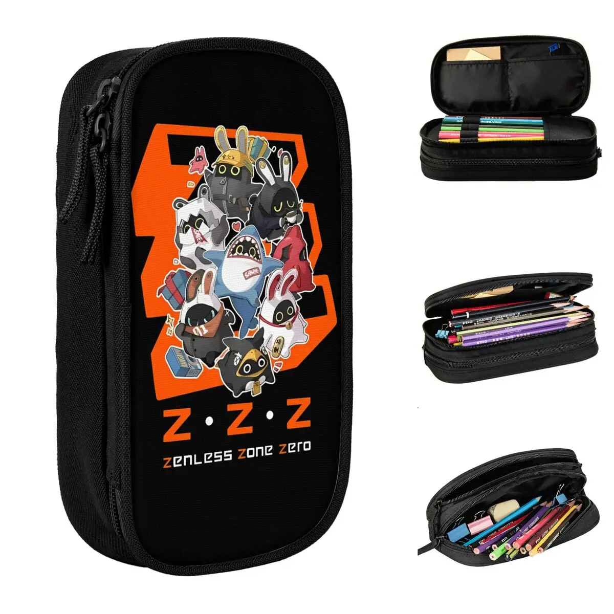 Zenless Zone Zero BANGBOO ORANGE Pencil Case Pen Box Bag Girls Boys Large Storage School Supplies Cosmetic Pencilcases