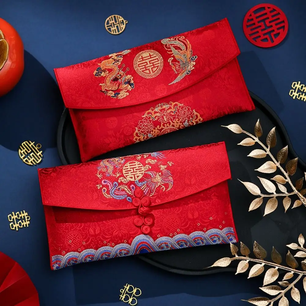 

Gift Bag Traditional Chinese Red Envelope Festive Hongbao Lucky Money Pocket Embroidery Money Bag New Year