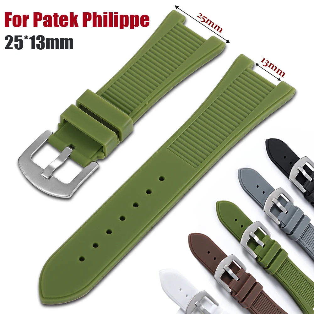 Concave Interface Silicone Watch Strap 25*13mm For Patek Philippe For Nautilus 5711/5712/5726/5980 Band Replacement Men Bracelet