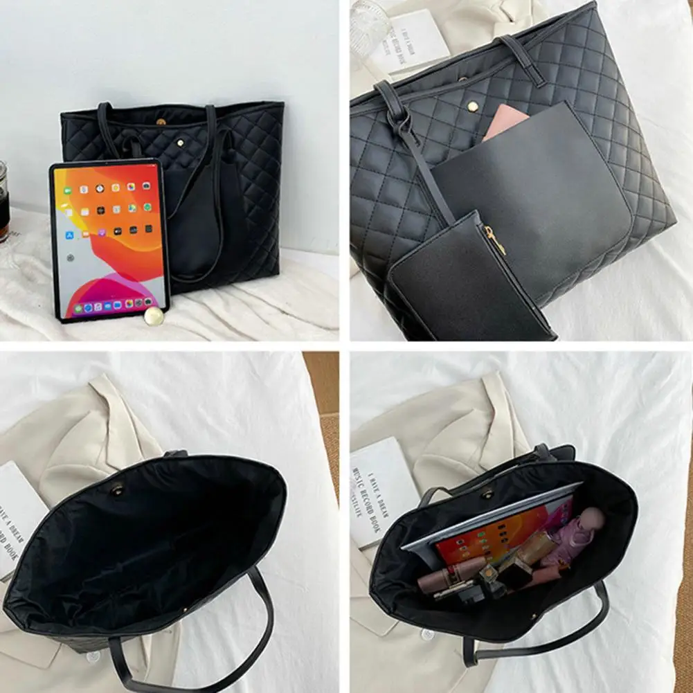 Kobiety duże torby na ramię z torebką pikowana Faux Leather o dużej pojemności Pure Color pojedyncze torby na ramię torebki bolso mujer suмочки