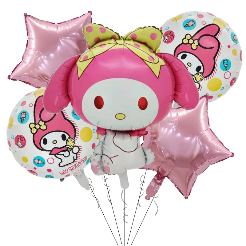 5PCS Sanrio Balloon Cute Kuromi My Melody Cinnamoroll Aluminium Film Balloons for Festivals Party Decor Kids Girl Birthday Gifts