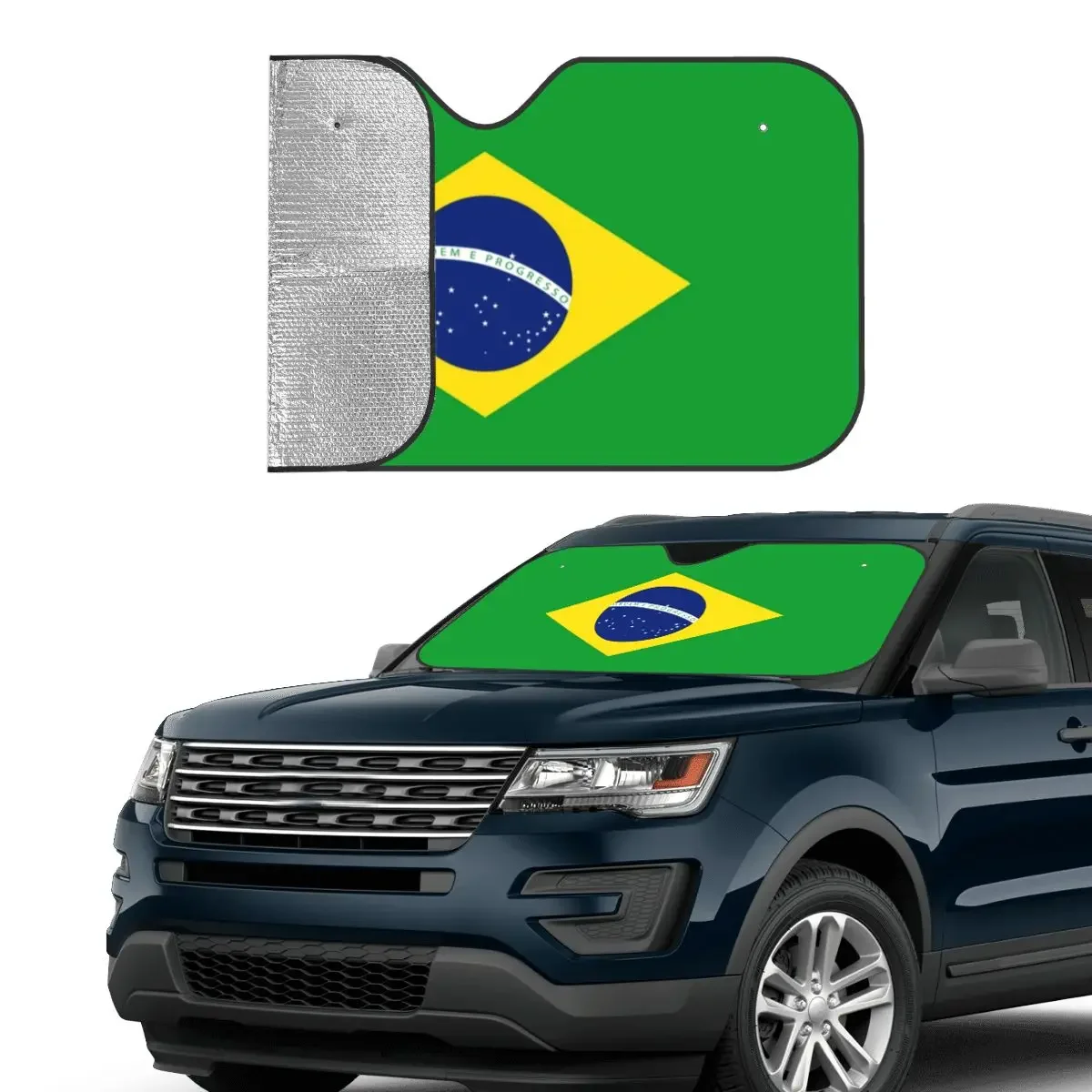 Brazil Flag Vintage Windshield Sunshade 76x140cm Foils Car Window Windscreen Cover Front Window Cover