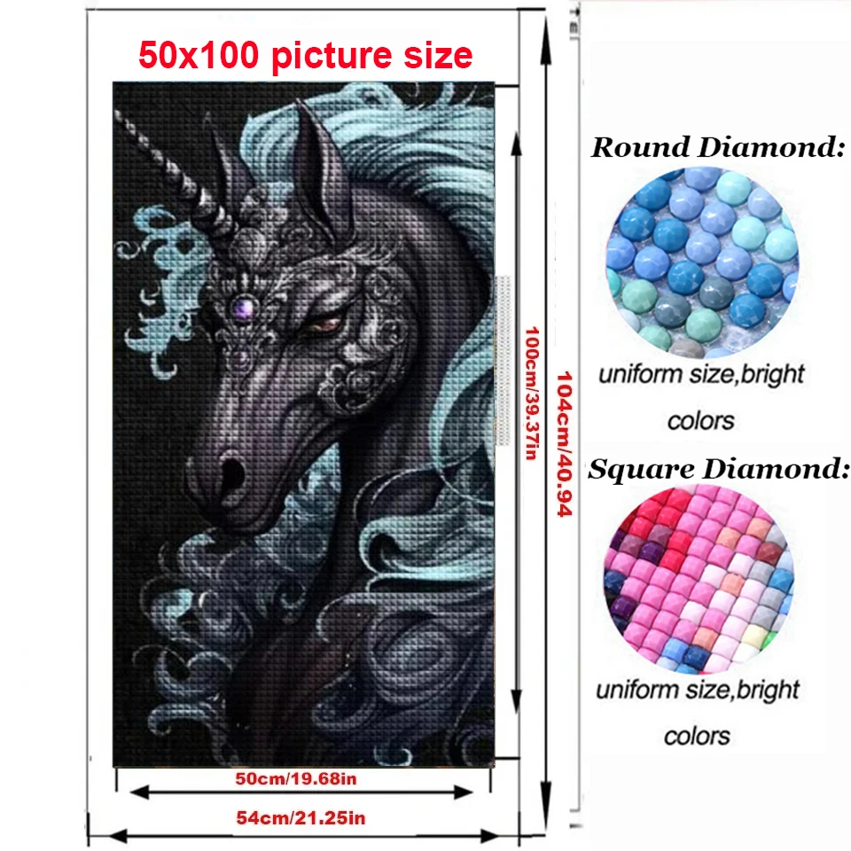 Dark Mythical Unicorn 5D DIY Diamond Painting New 2024 Cross Stitch Kits Mosaic Diamond Embroidery Sale Horse Home Decor Gift