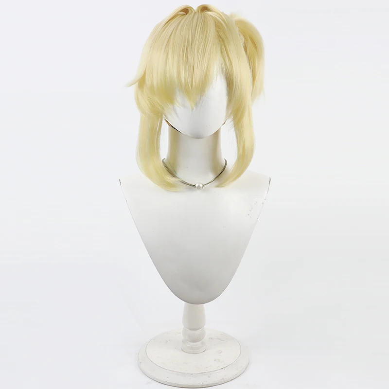 Grave Cosplay Wig Nikke Goddess of Victory Yellow Short Synthetic Hair Heat Resistant Halloween Role Play Party + Free Wig Cap view 2