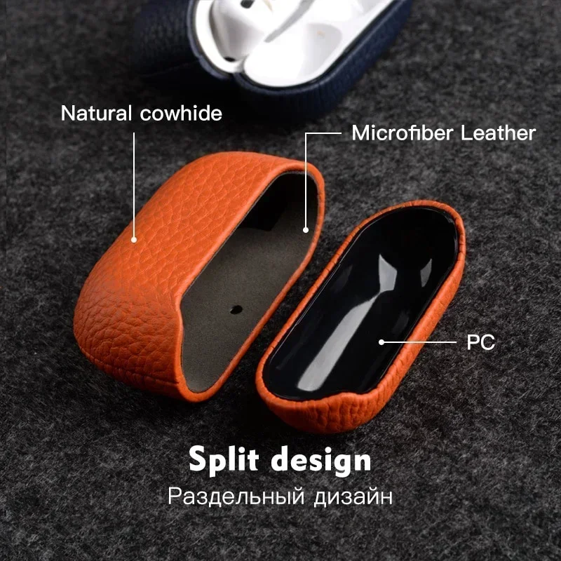 Melkco 100% Oryginalne Skórzane Etui z Skóry Bydlęcej na Airpods Pro 3 2 Pro3 Premium Pokrowiec na Słuchawki do AirPods 4 3 Pro 3 2, Etui Biznesowe — zdjęcie produktu 4