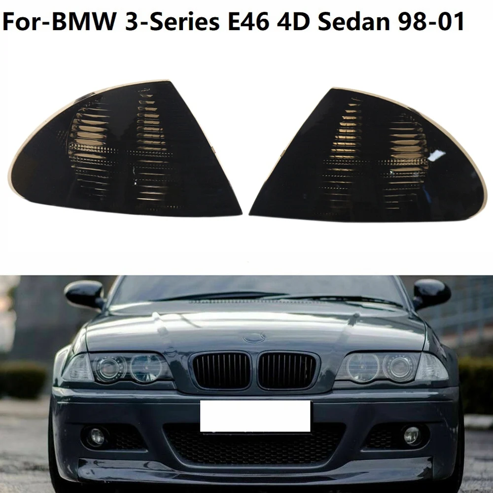 Smoke Park Signal Corner Marker Lights Lamps Lenses for BMW 3-Series E46 4D Sedan 1998-2001 63136902765 63136902766