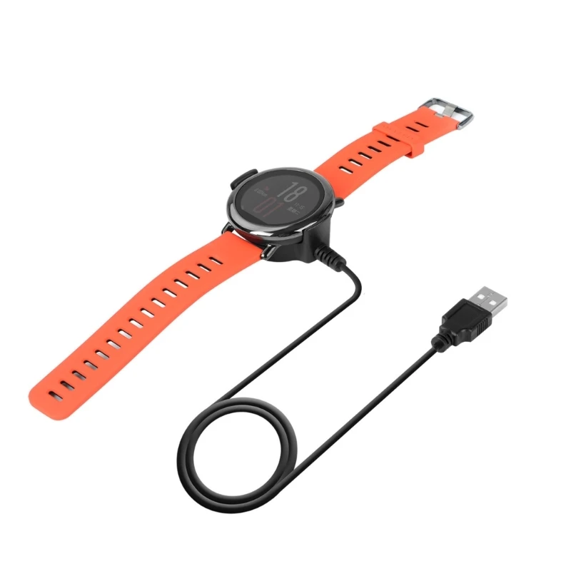 QX2B 100cm/39inch Black Charging Cable for Amazfit Pace A1602 Smartwatch Charging