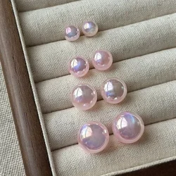 Mix 8,10,12,14mm Pink Pearl Stud Earrings for Women Simple Ear Accessories Fashion Jewelry