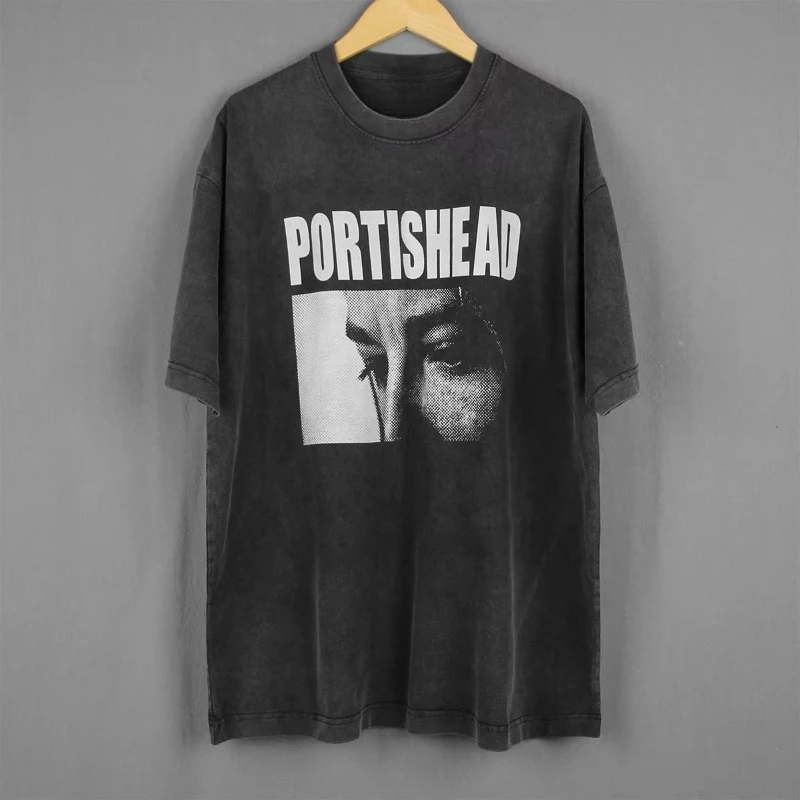 Music short sleeved pattern washed men's T-shirt Portishead T-shirt mannequin slow paced large-scale attack hired trendyTrip Hop