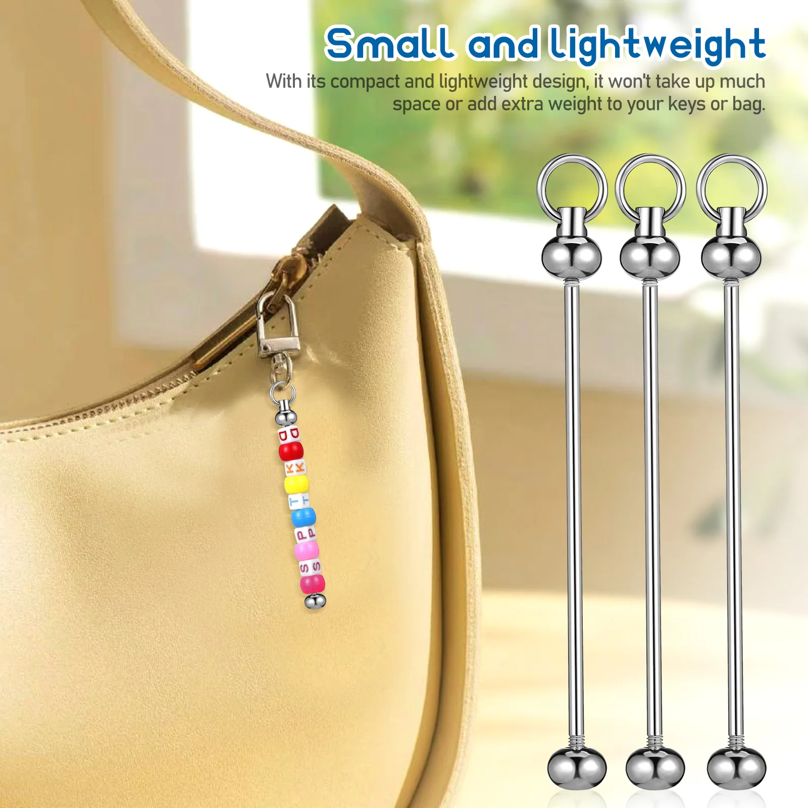 

10 Pcs Beadable Keychains Classic Color Sturdy Metal Compact Lightweight Multi Functional Diy Supplies Backpack Pendant Bag