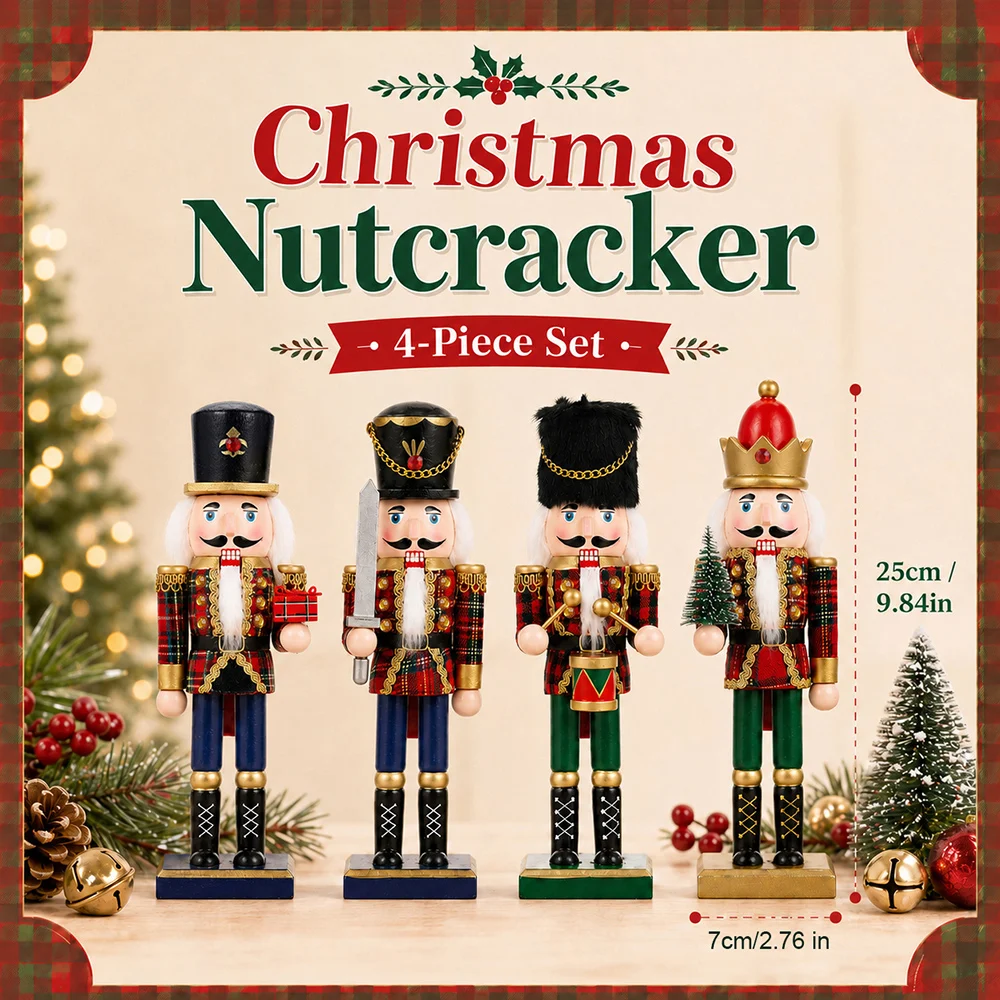 25 cm Weihnachts-Nussknacker, schottischer gestreifter Soldat, handgefertigte Dekoration, Weihnachten, Neujahr, Urlaub, Party, Dekoration, Geschenk