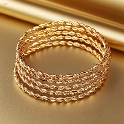 Copper Gold Plated Hand Bangle for Women Twisted Design Metal Cuff Bracelet Middle Eastern Trendy Bridal Jewelry Moroccan Bijoux