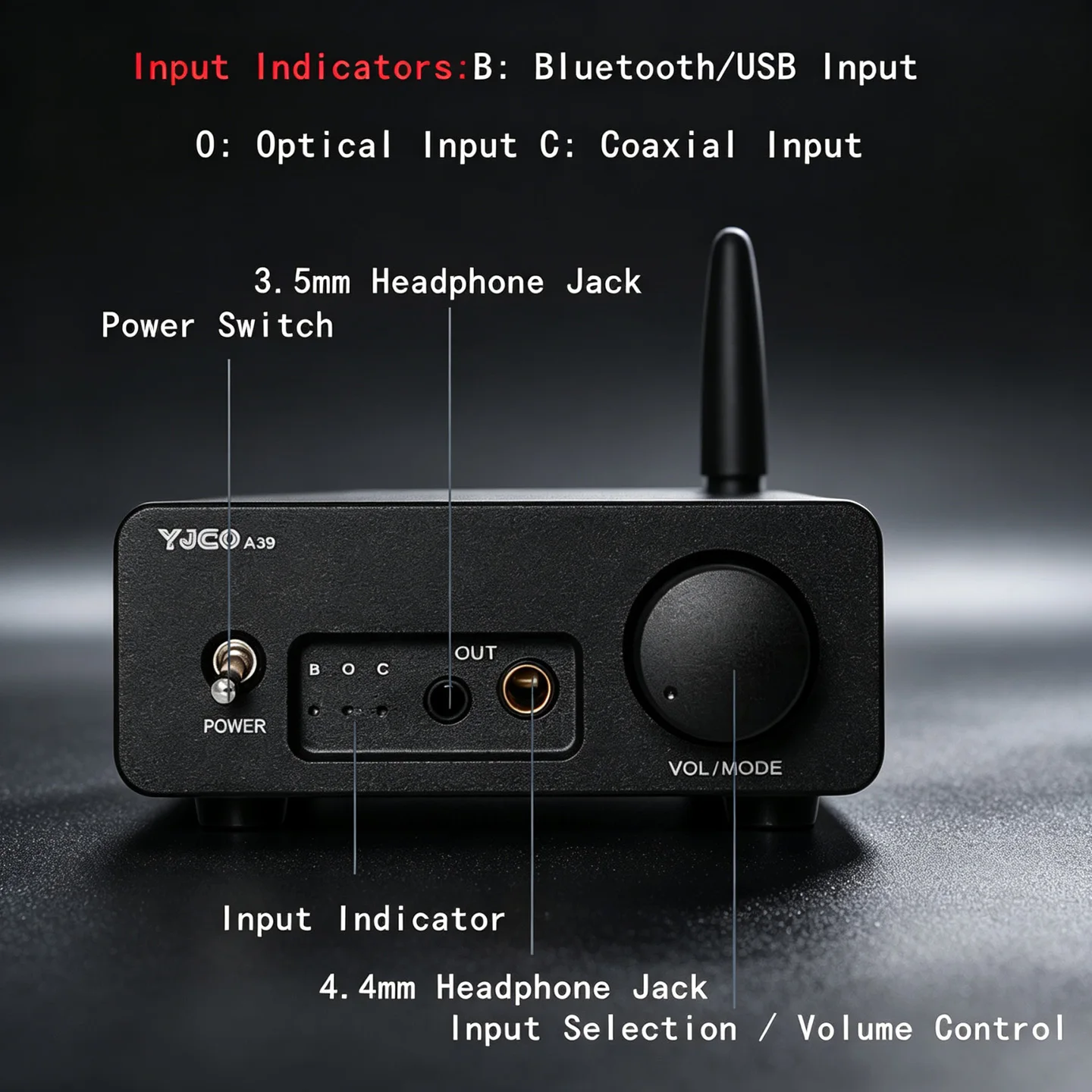 YJCO DAC Kopfhörerverstärker HIFI QCC3084 Bluetooth 5.4 ES9039 Koaxial-Faser-USB-Eingang 24bit 96K DC12V Kopfhörerverstärker – Detail 2