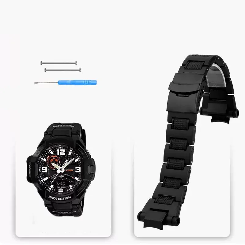 Mens Sport Wristwatch Bracelet For Casio g-shock GA-1000 1100 GW-4000 GW-A1100 A1000 Watch Strap  Black Plastic Watchband