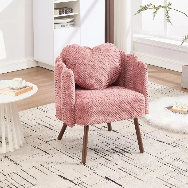 

Petal Vanity Cute Chair, Velvet Accent Chairs with Wood Leg, Vanity & Makeup Room, Mid Century Reading Armchair for Livi