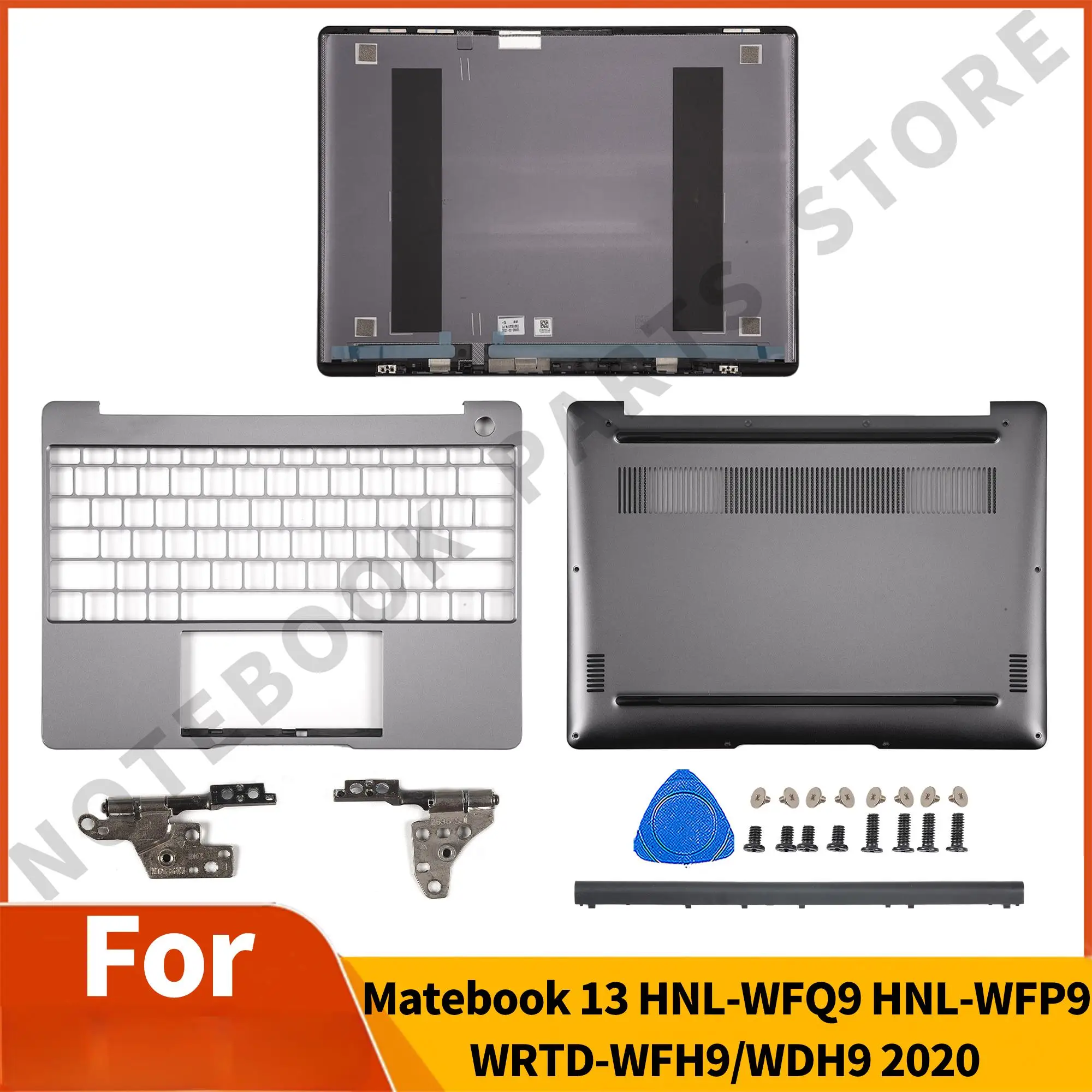 Parts For Matebook 13 HNL-WFQ9 HNL-WFP9 WRTD-WFH9/WDH9 2020 LCD Back Cover Palmrest Bottom Case Replace Gray