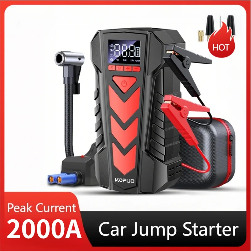 

2000A Jump Starter Power Bank with 150PSI Air Pump, 12V Portable Emergency Booster for 9.0L Gas/8.0L Diesel Engines