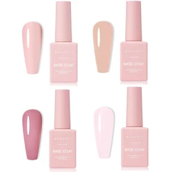 Makartt Rubber Base Gel For Nails, Pink French Manicure Nude Pink Jelly Nail Gel Polish Varnish Curing Requires 8ml LED UV Gel