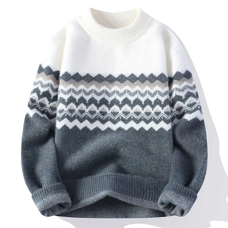 

Мужской вязаный свитер свободного кроя с высоким воротником, мягкий, уютный, нейтральный, для пар, осенне-зимняя новинка, модный бренд