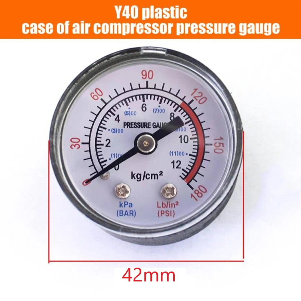 Kompresor Udara Alat Pengukur Tekanan Cairan Hidrolik Pneumatik 0-12Bar / 0-180PSI Benang Pria Bagian Kompresor Udara Koneksi Bawah